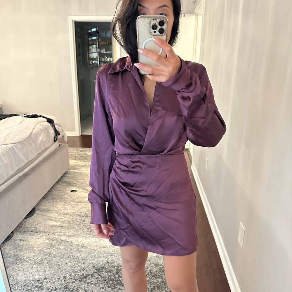 Zara Deep Purple Long Sleeve Dress